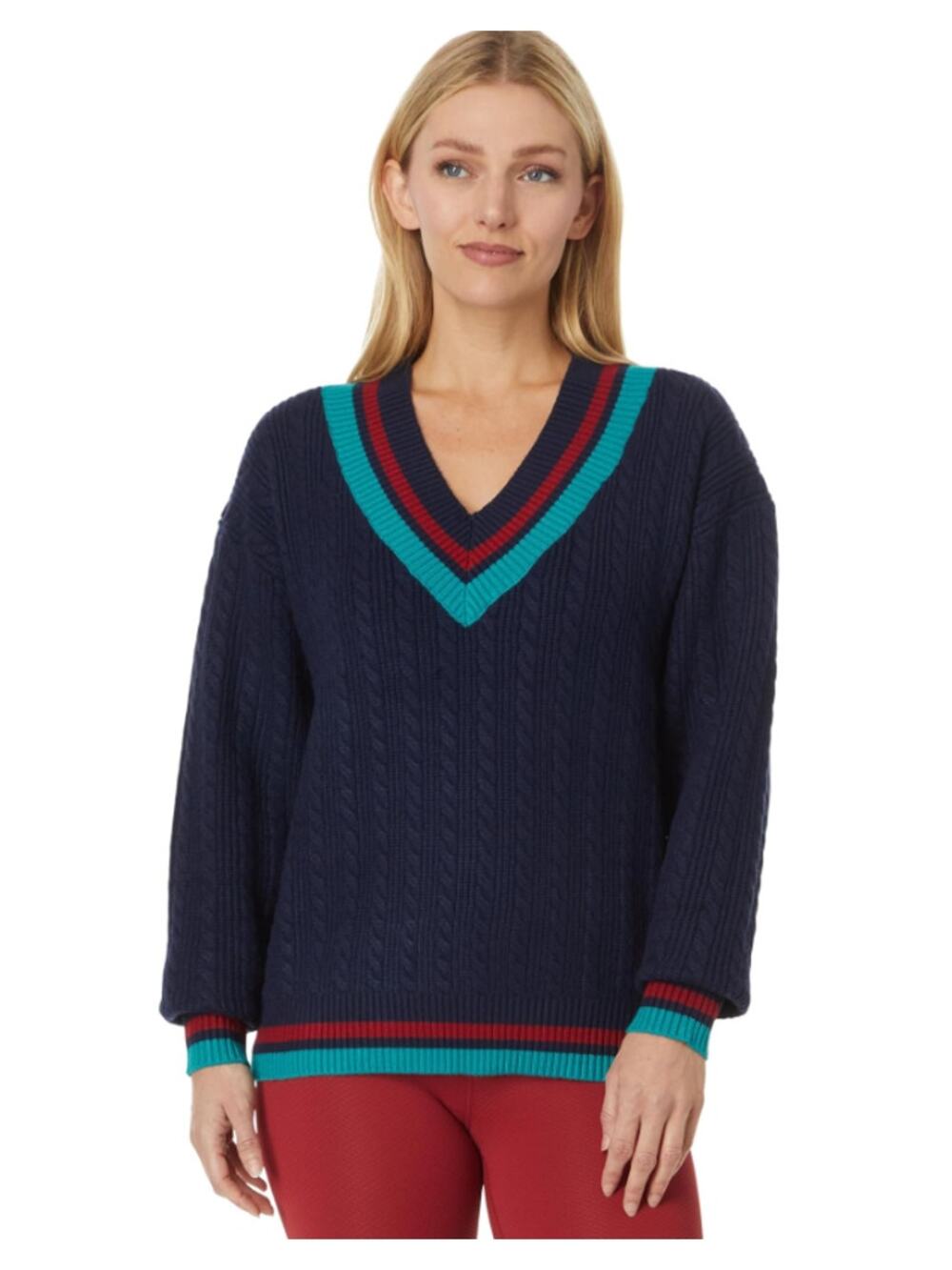 BEACH RIOT Women's Montana Sweater Top XS Blue Ultra Marine Colorblock NWT